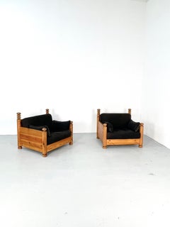 Uno & Östen Kristiansson, Lounge Chairs in Pine, Luxus, Sweden, 1970