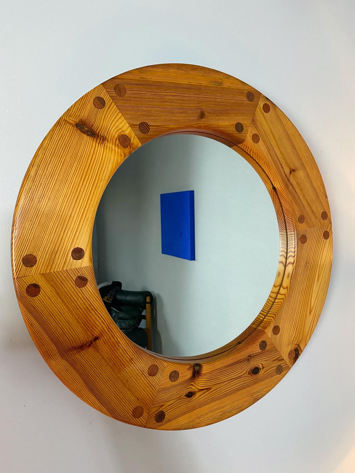 Mid-20th Century Uno & Östen Kristiansson Midcentury Round Wall Mirror, 1950s, Sweden