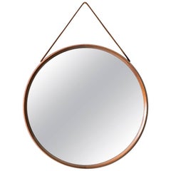Uno & Östen Kristiansson Mirror in Teak and Leather by Luxus in Sweden