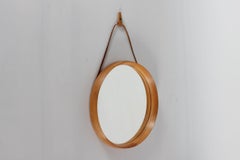 Uno + Osten Kristiansson Ø Mirror of Oak + Leather by Luxus Vittsjö Sweden, 1970