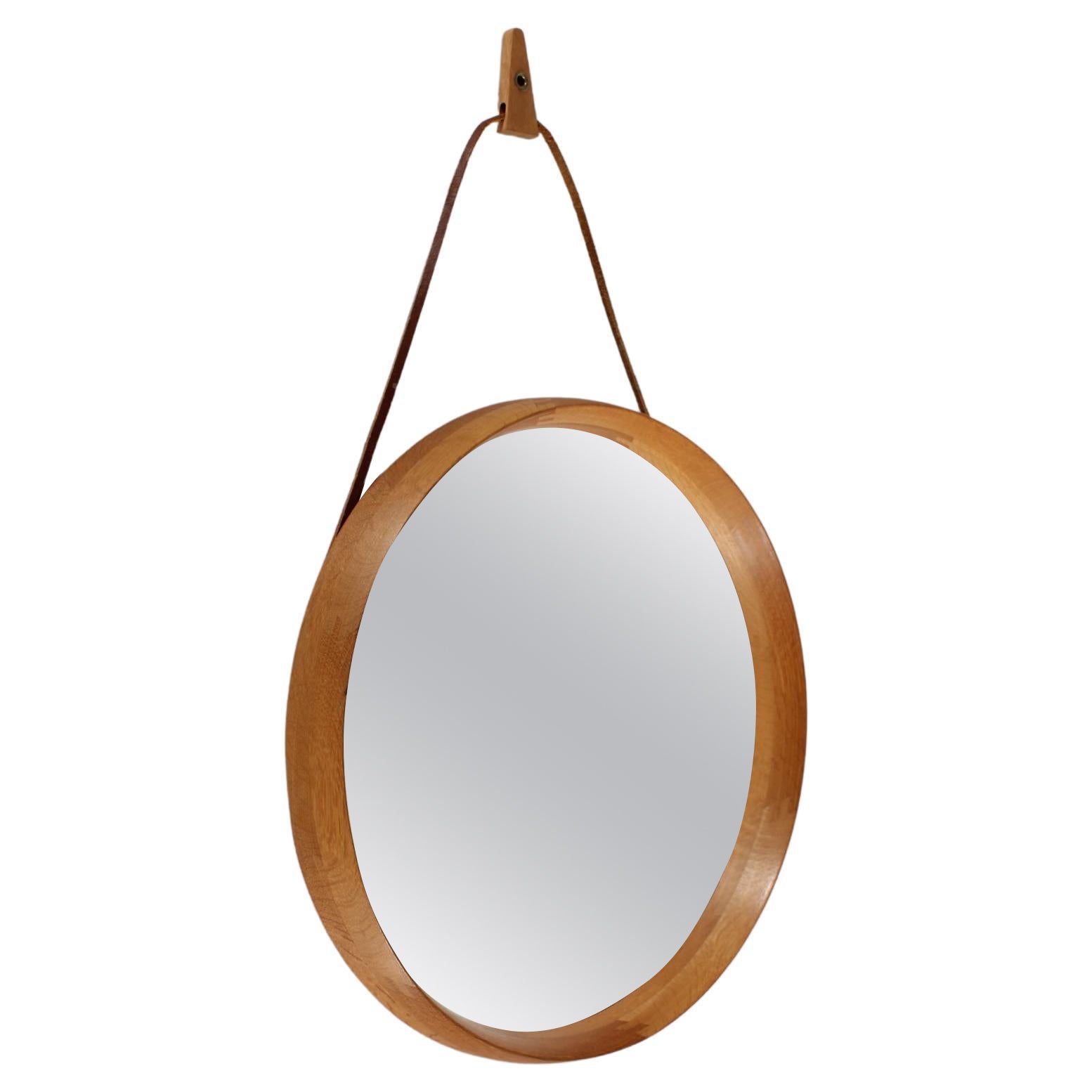 Uno + Osten Kristiansson Ø Specchio di Oak + Pelle di Luxus Vittsjö Svezia, 1970