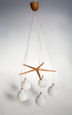 Uno & Östen Kristiansson Model 511 Five-Arm "Starfish" Chandelier, Luxus, 1950s