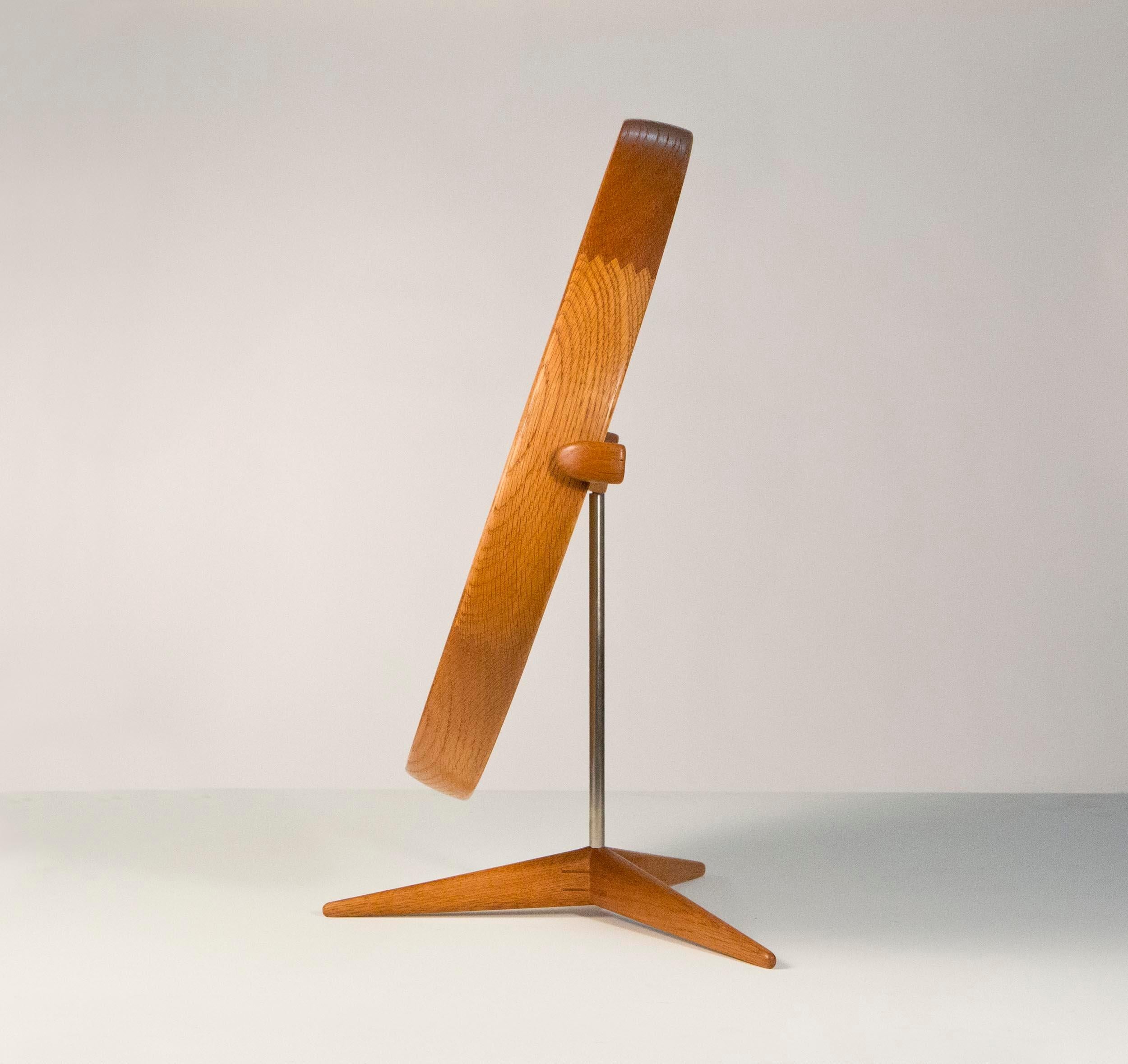 Uno & Östen Kristiansson Oak Table Mirror Model 406 by Luxus, Sweden, 1960s For Sale 9