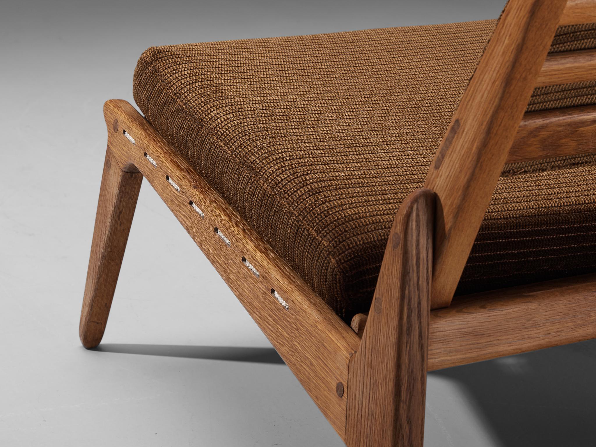 Uno & Östen Kristiansson Pair of 'Hunting' Chairs in Oak and Brown Fabric 4
