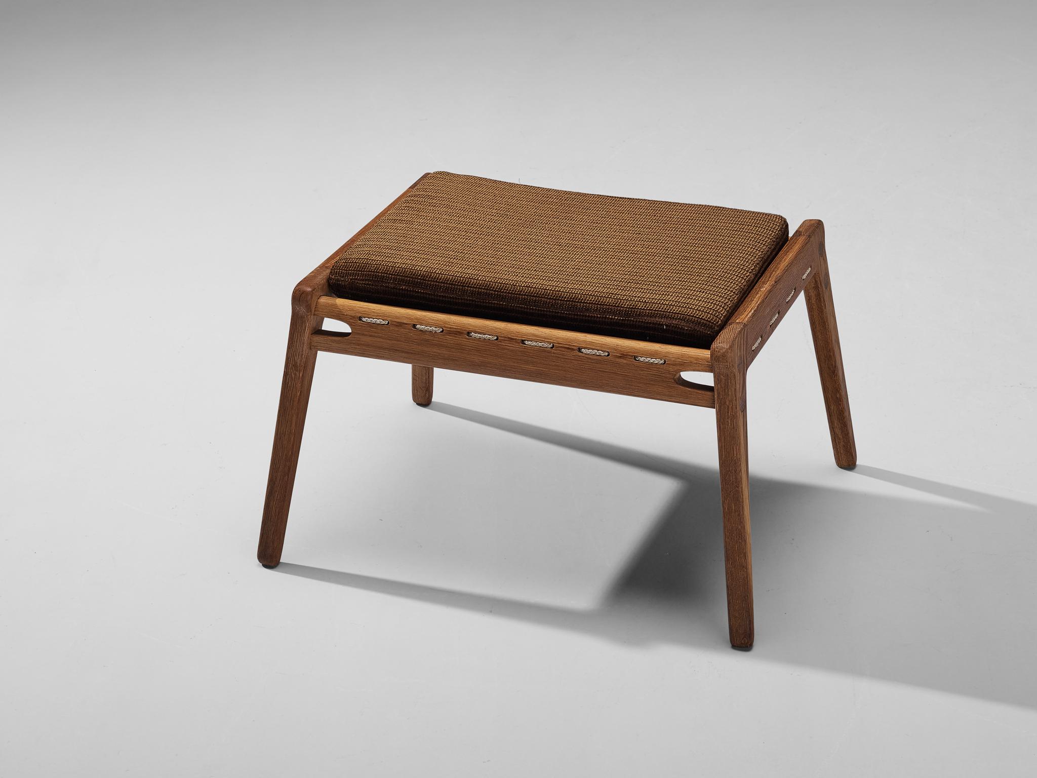 Uno & Östen Kristiansson Pair of 'Hunting' Chairs in Oak and Brown Fabric 6