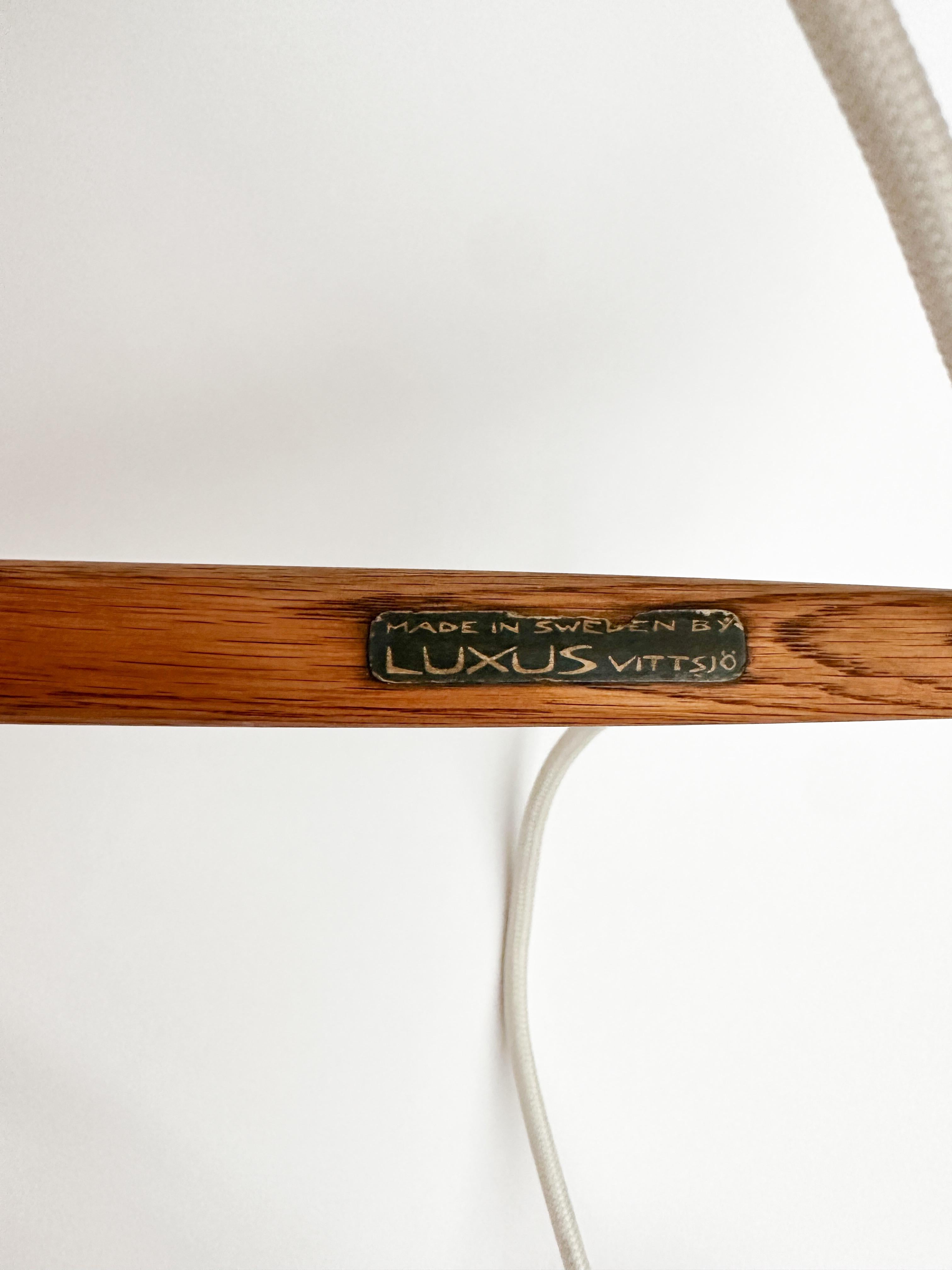Uno & Östen Kristiansson Pendant Lamp Glass & Oak Luxus Vittsjö Sweden 1950s For Sale 4