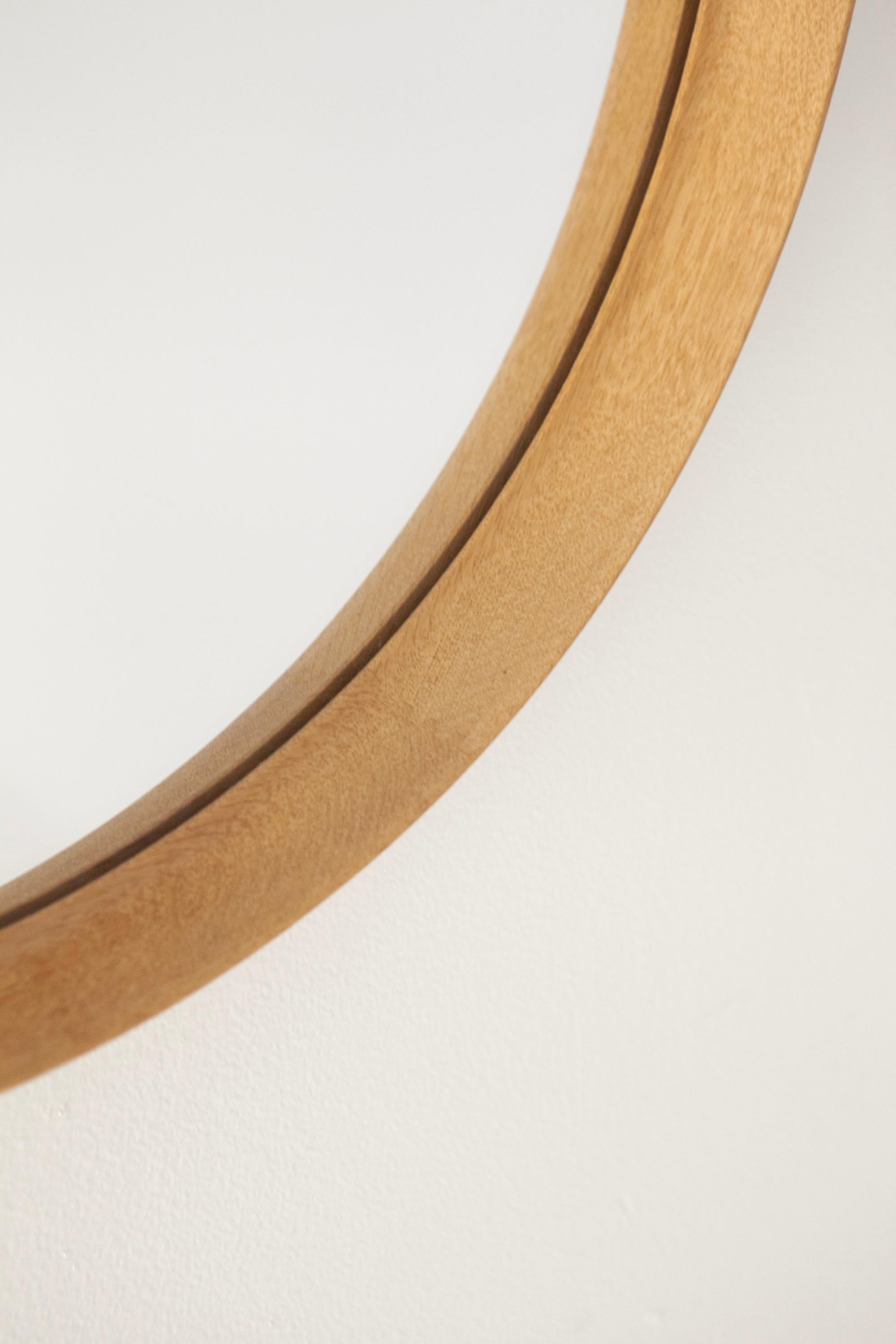 Uno & Östen Kristiansson, Round Oak mirror by Luxus, Vittsjö. Sweden, 1960s For Sale 4