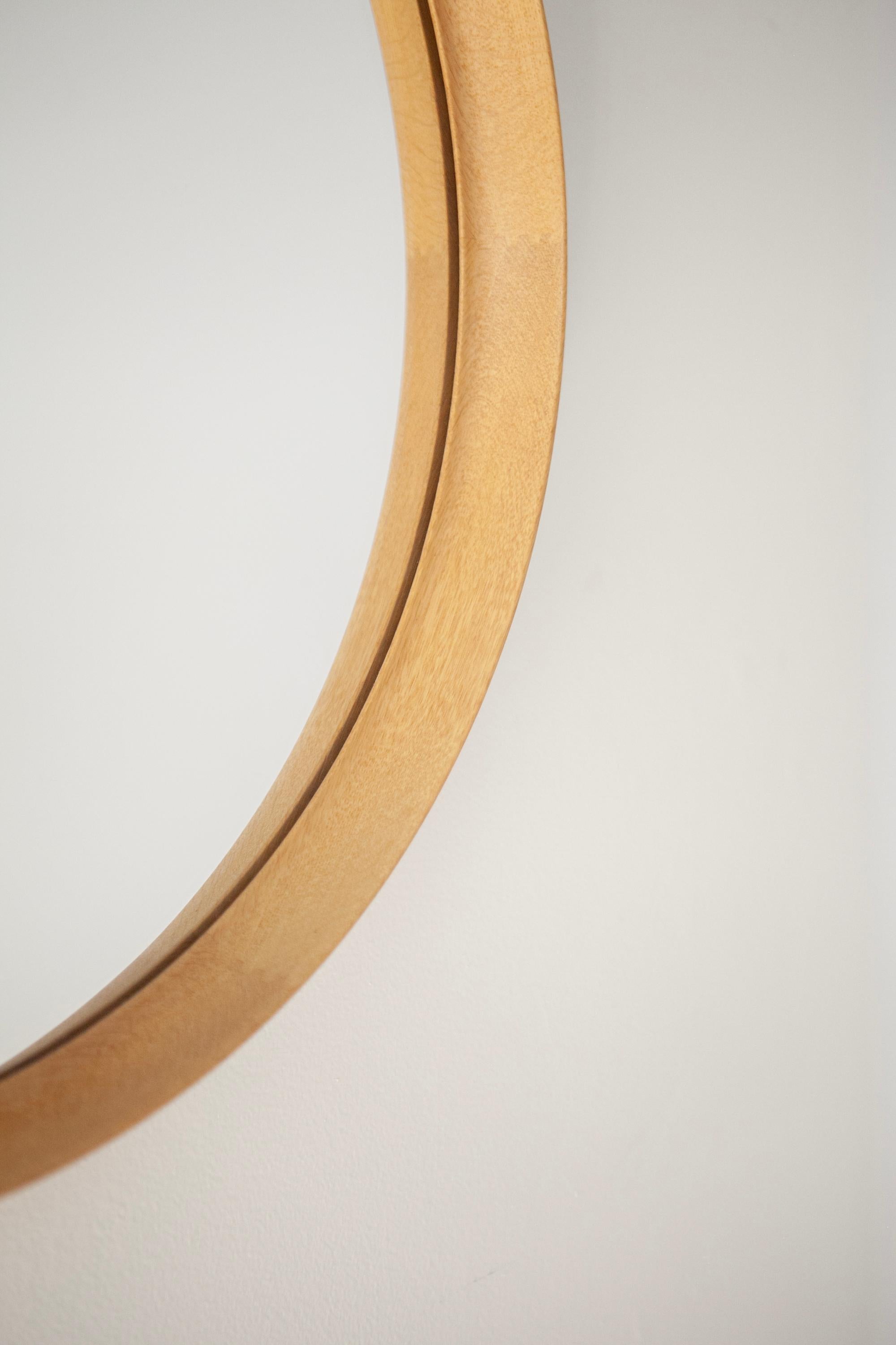 Uno & Östen Kristiansson, Round Oak mirror by Luxus, Vittsjö. Sweden, 1960s For Sale 6