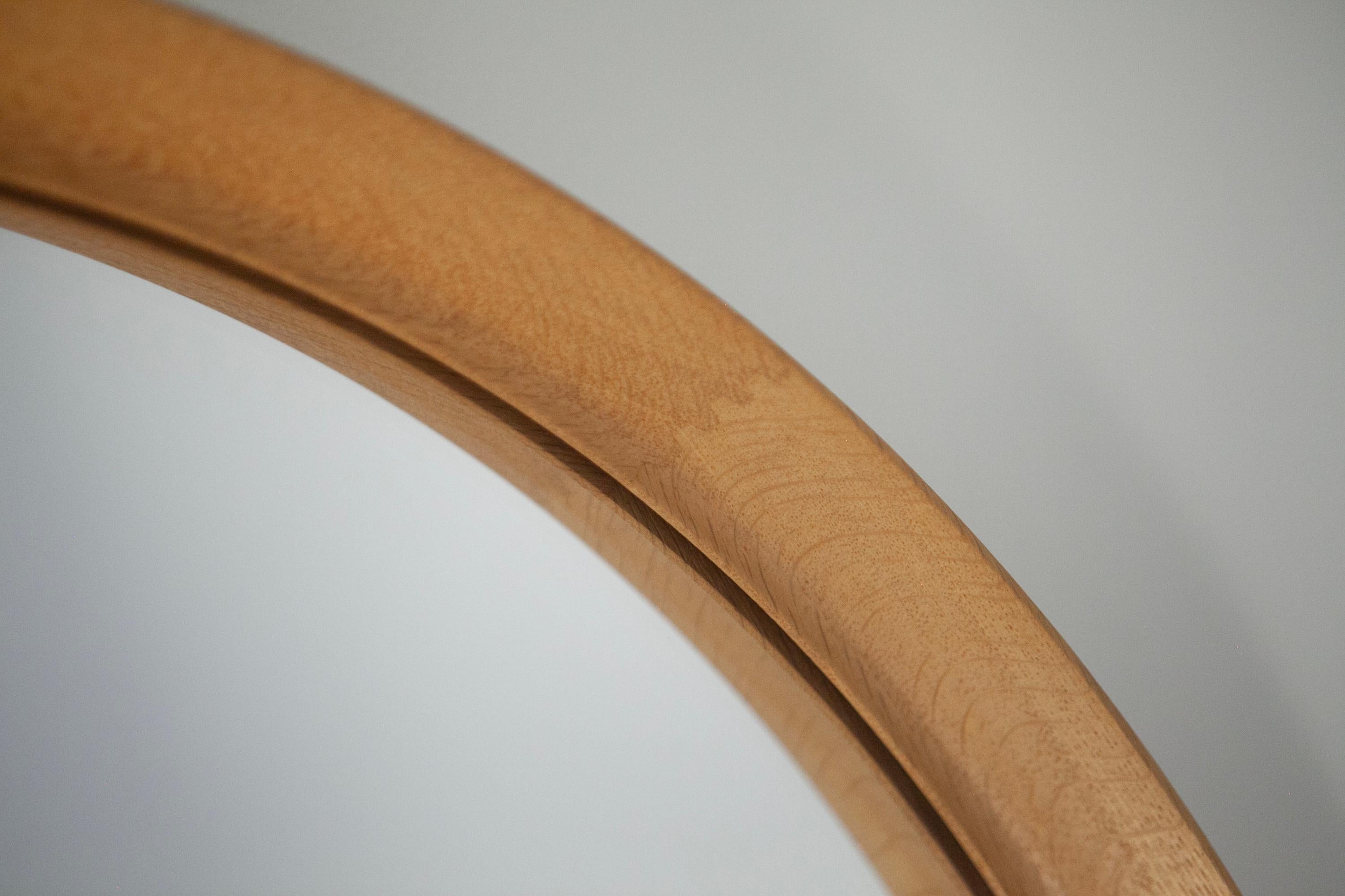 Uno & Östen Kristiansson, Round Oak mirror by Luxus, Vittsjö. Sweden, 1960s For Sale 7