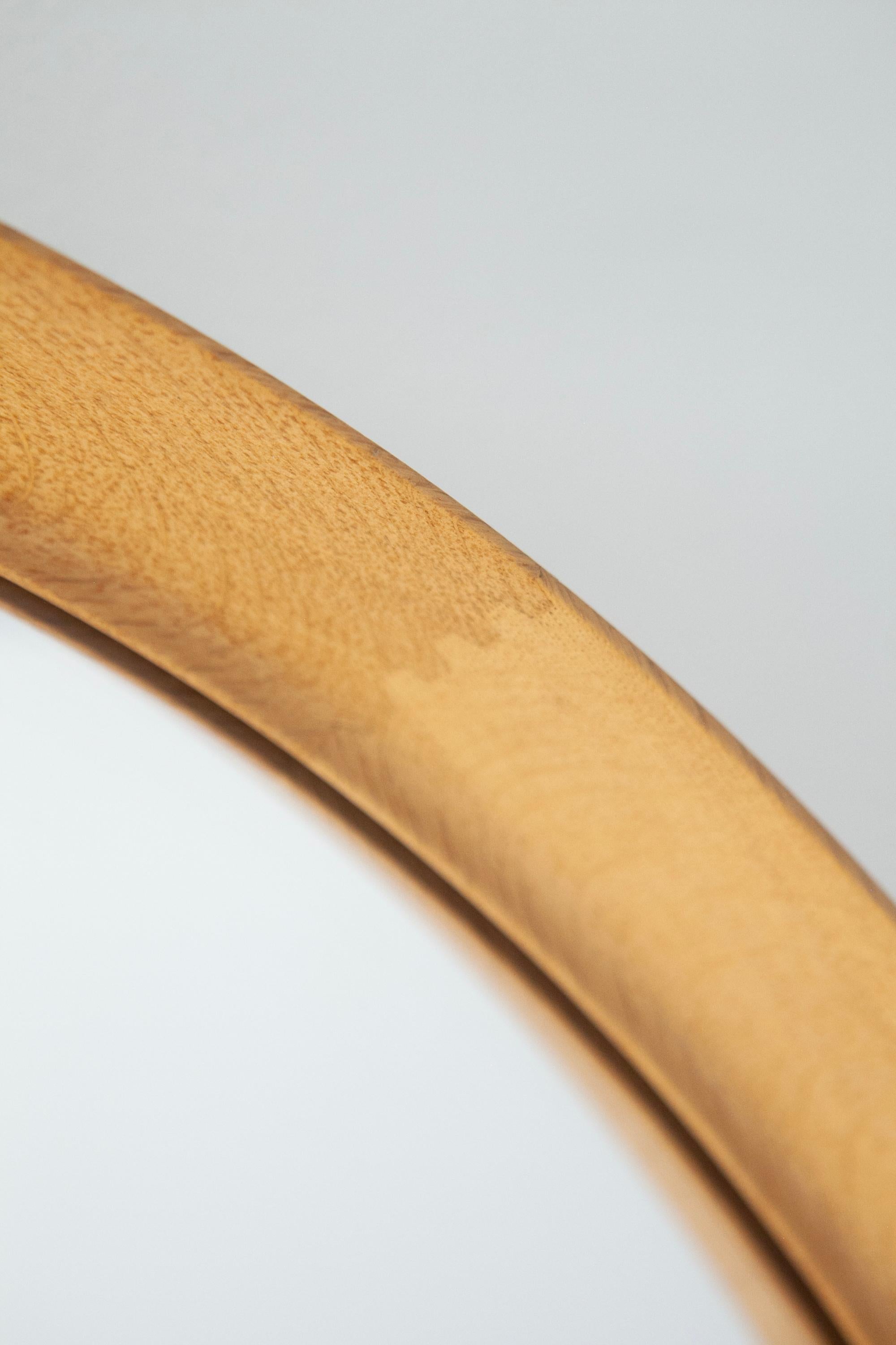 Uno & Östen Kristiansson, Round Oak mirror by Luxus, Vittsjö. Sweden, 1960s For Sale 8