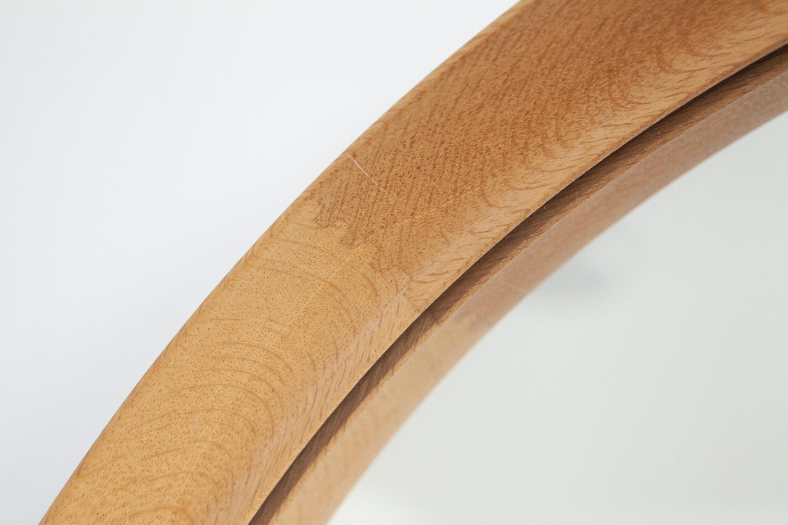 Uno & Östen Kristiansson, Round Oak mirror by Luxus, Vittsjö. Sweden, 1960s For Sale 1