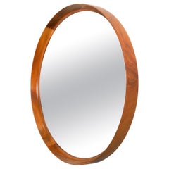 Uno & Östen Kristiansson, Round Walnut mirror by Luxus, Vittsjö. Sweden, 1960s