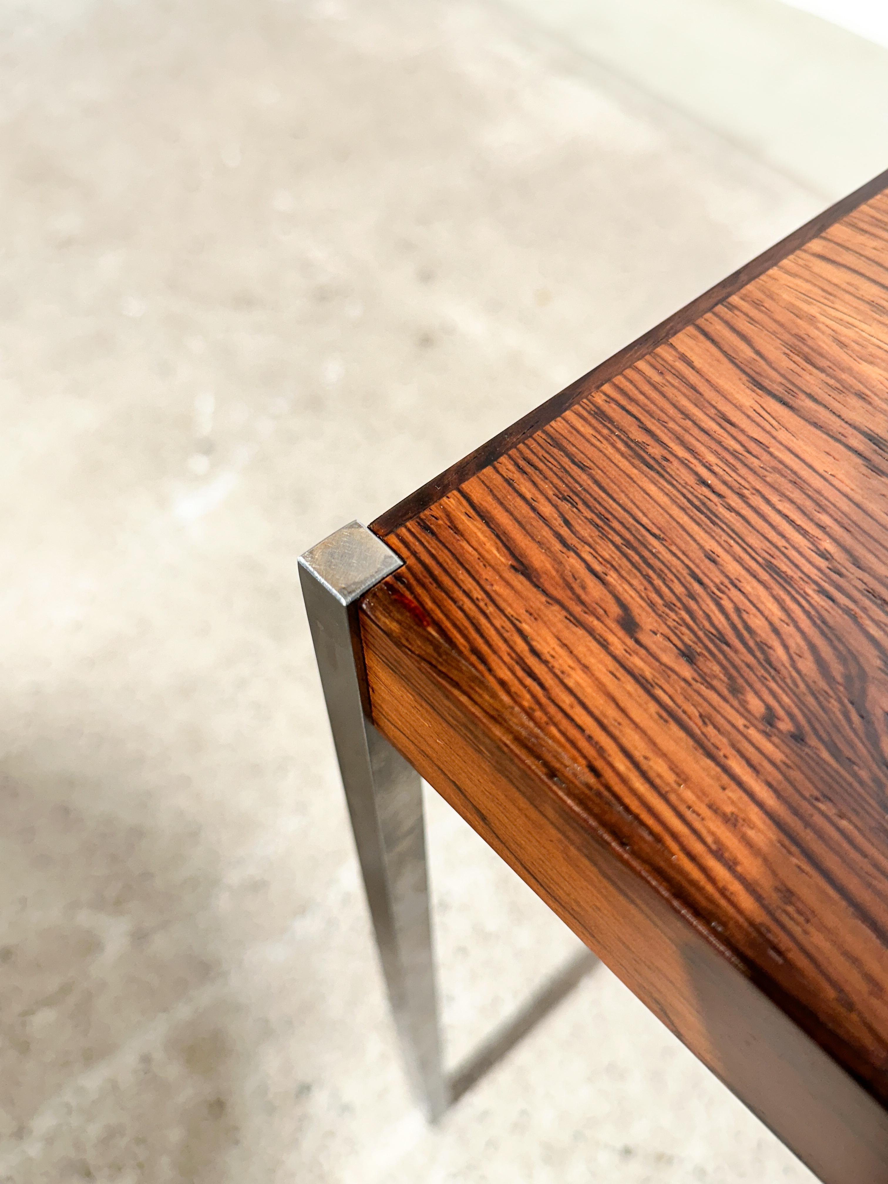 Uno & Östen Kristiansson Side Table Rosewood Steel Luxus Vittsjö Sweden 1960s For Sale 3