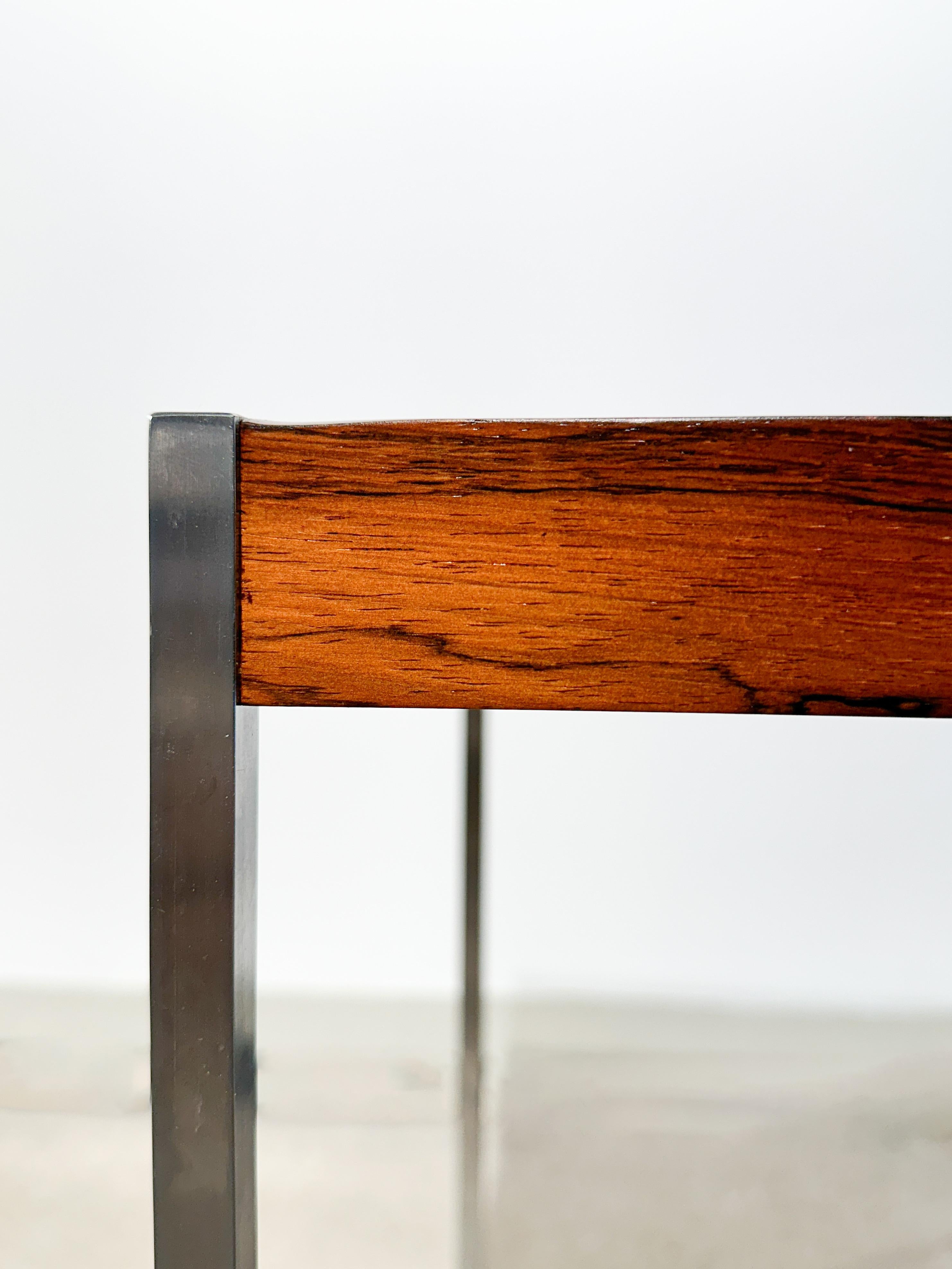 Uno & Östen Kristiansson Side Table Rosewood Steel Luxus Vittsjö Sweden 1960s For Sale 5