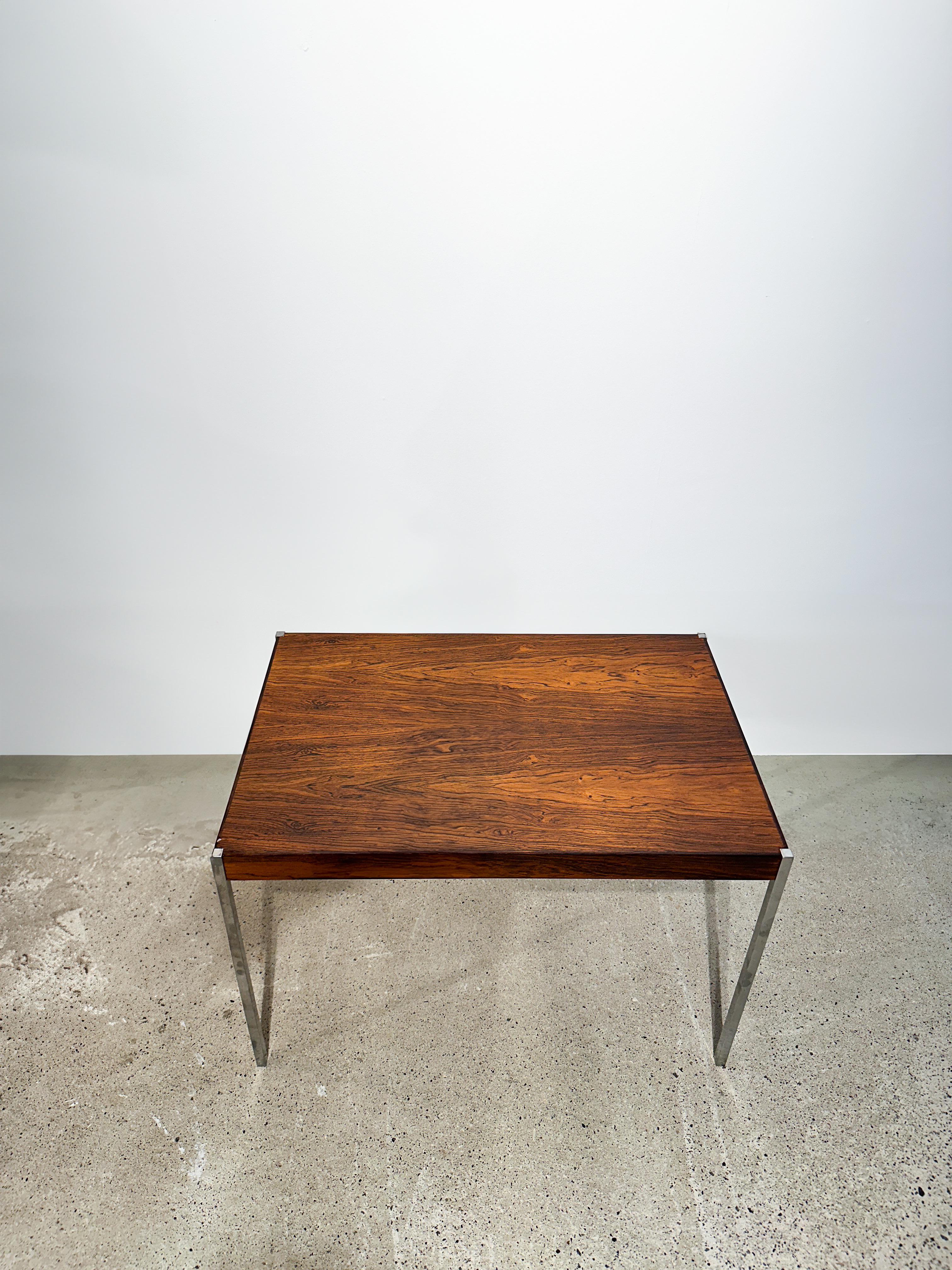 Mid-Century Modern Uno & Östen Kristiansson Side Table Rosewood Steel Luxus Vittsjö Sweden 1960s For Sale