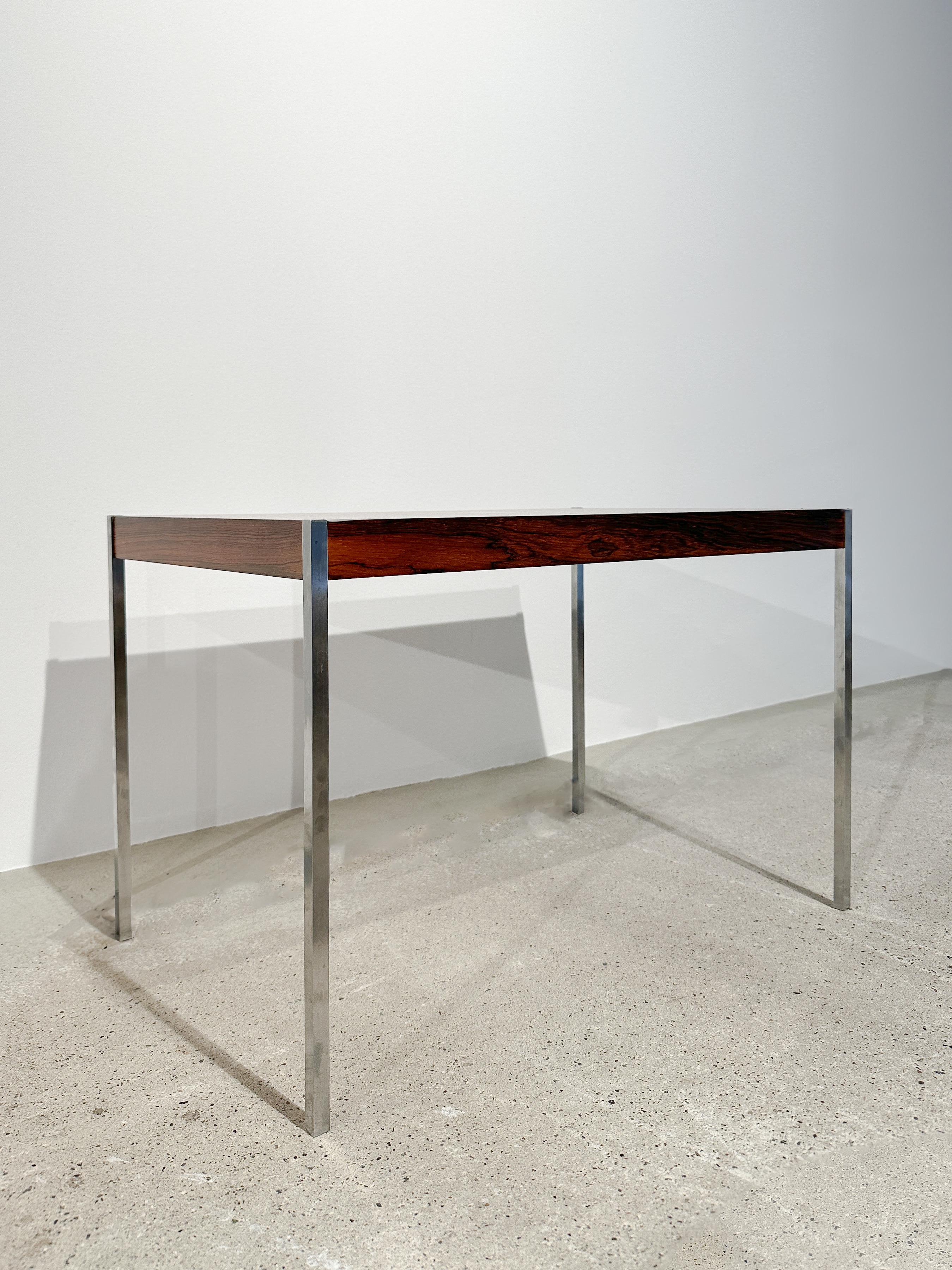 Swedish Uno & Östen Kristiansson Side Table Rosewood Steel Luxus Vittsjö Sweden 1960s For Sale