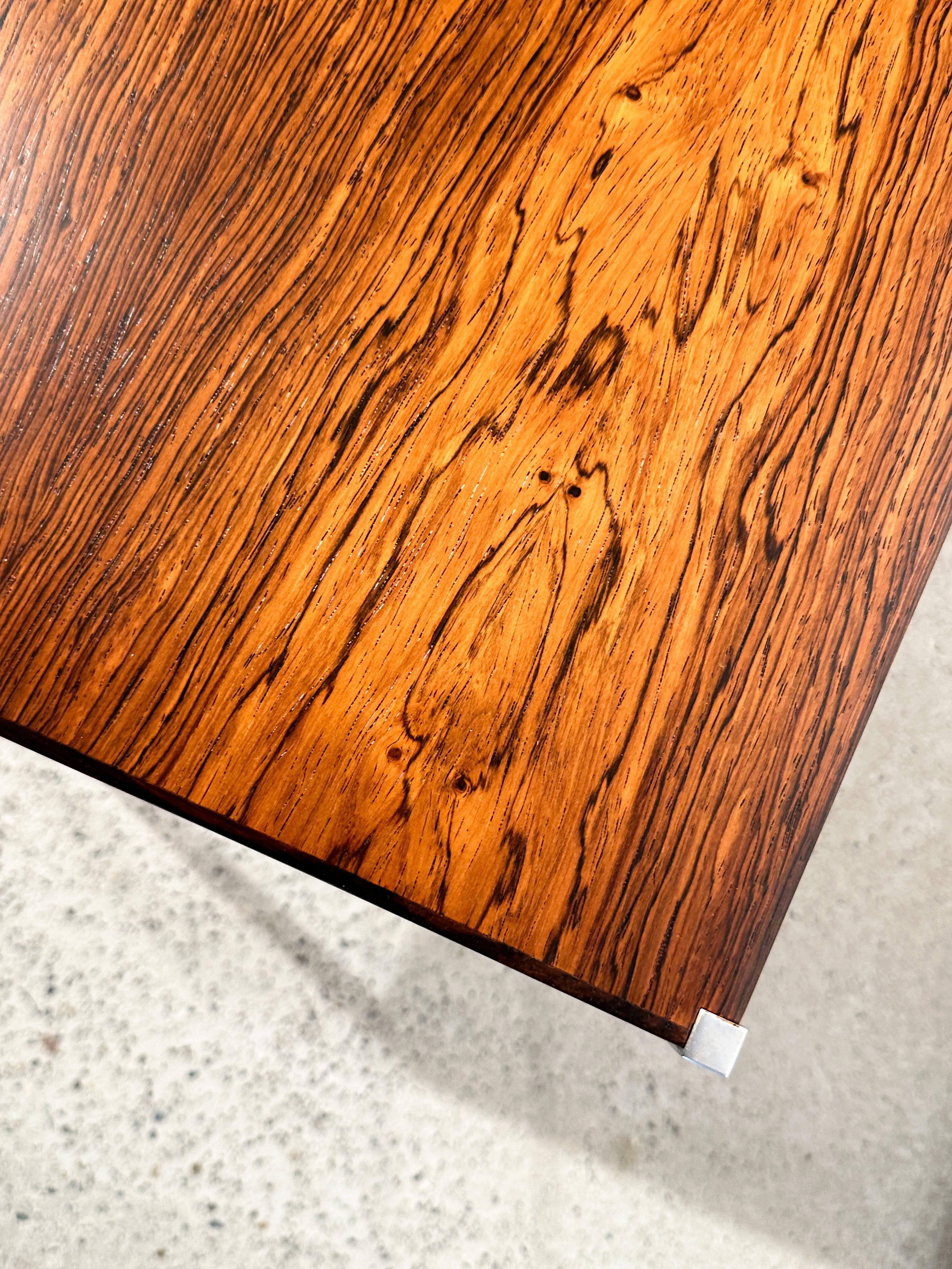 Mid-20th Century Uno & Östen Kristiansson Side Table Rosewood Steel Luxus Vittsjö Sweden 1960s For Sale