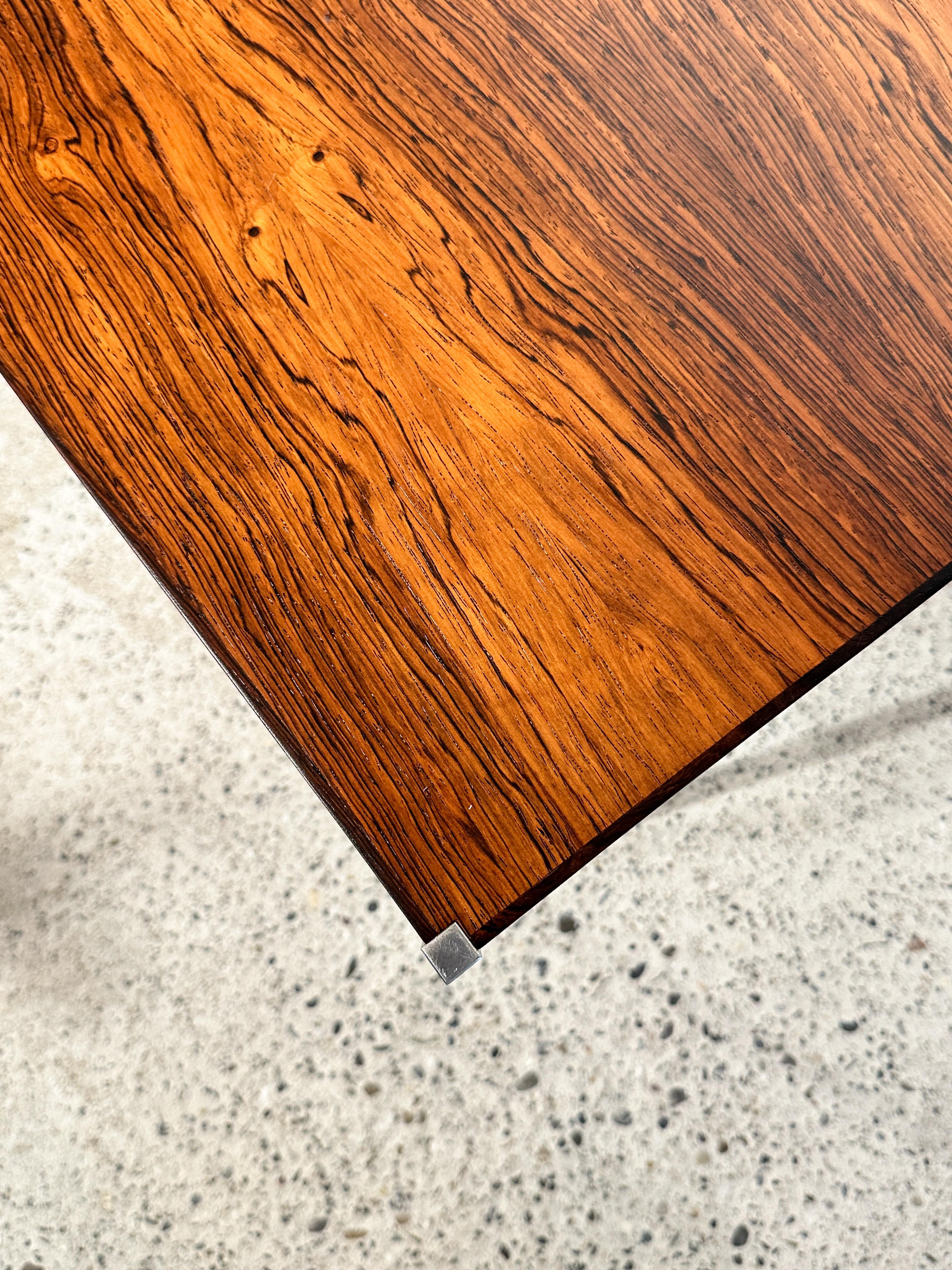 Uno & Östen Kristiansson Side Table Rosewood Steel Luxus Vittsjö Sweden 1960s For Sale 1