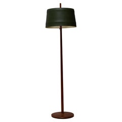 Uno & Osten Kristiansson Teak and Green Leather Floor Lamp, Luxus, 1950s