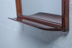 Uno & Östen Kristiansson Teak Mirror with a Carved Shelf by Luxus Vittsjö 1960s
