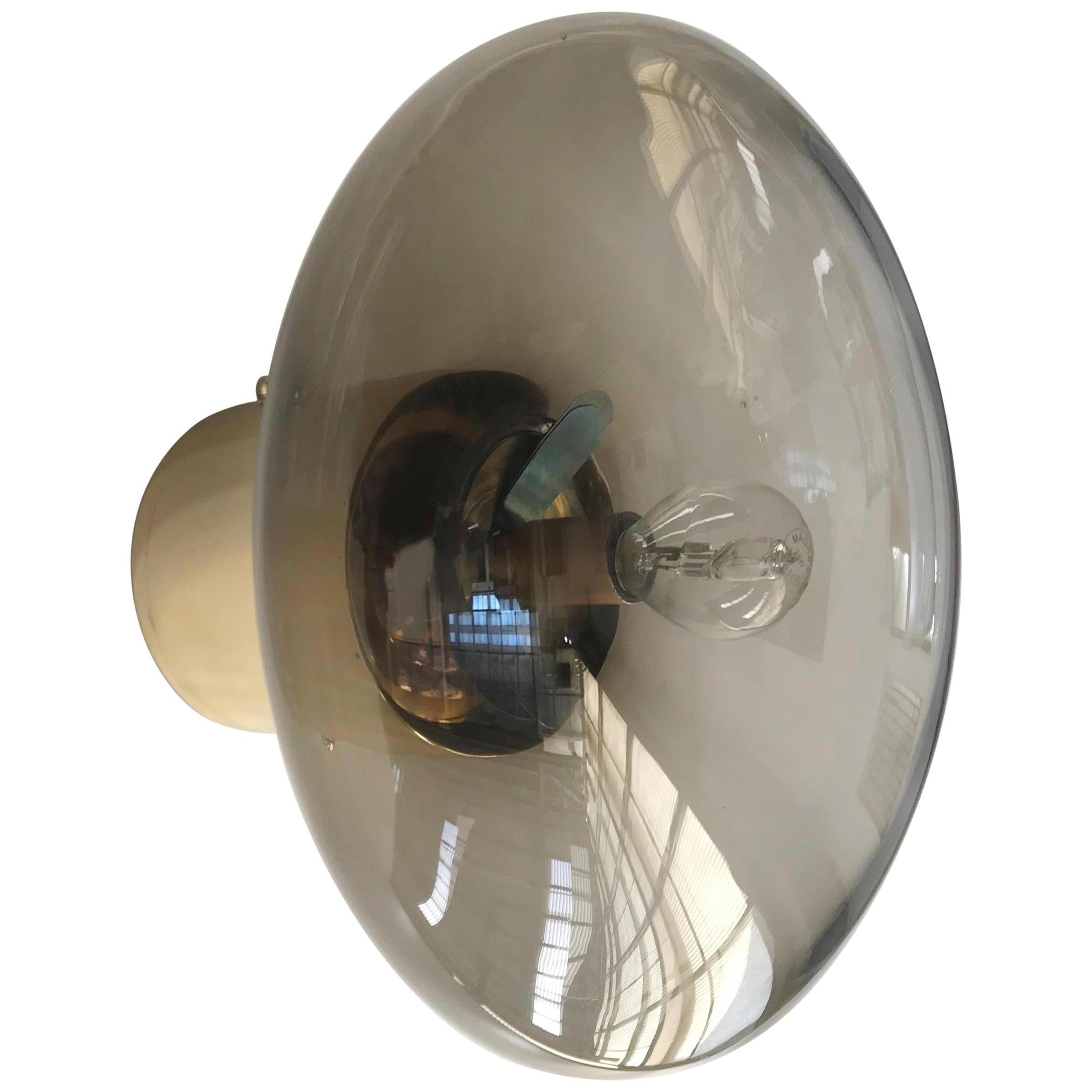 Italian flush mount with Murano glass shade and brass frame / Made in Italy
Designed by Fabio Ltd, inspired by Angelo Lelli and Arredoluce styles
1 light / E12 or E14 type / max 40W each
Diameter: 12 inches / Height: 9.5 inches
Order only / This