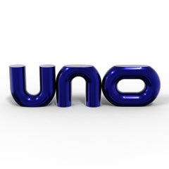 Uno Sculptural Luxury Console Table in Blue Chrome Lacquer by MainGUILTY
