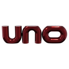 Uno Sculptural Luxury Console Table in Red Chrome Lacquer by MainGUILTY