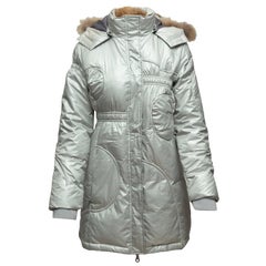 Uno Silver Fur-Trimmed Down Coat