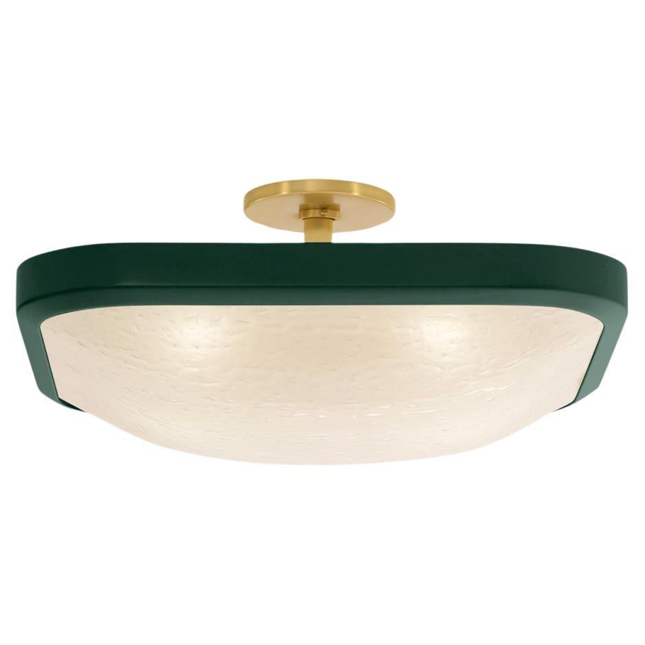 Uno Square Ceiling Light by Gaspare Asaro-Alpine Green and Satin Brass Finish