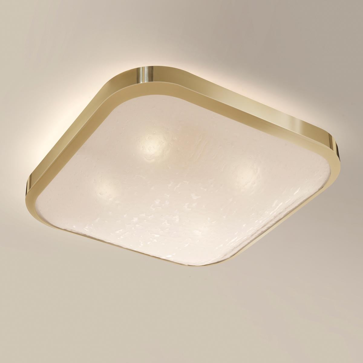 Modern Uno Square Ceiling Light by Gaspare Asaro-Polished Brass Finish For Sale