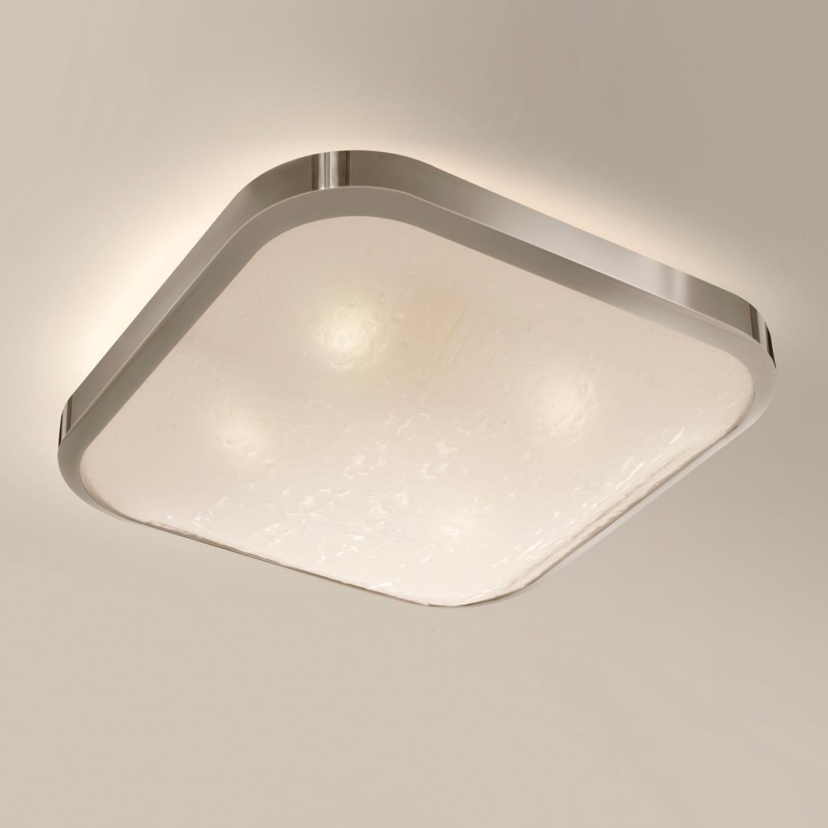 Modern Uno Square Ceiling Light by Gaspare Asaro-Polished Nickel Finish For Sale
