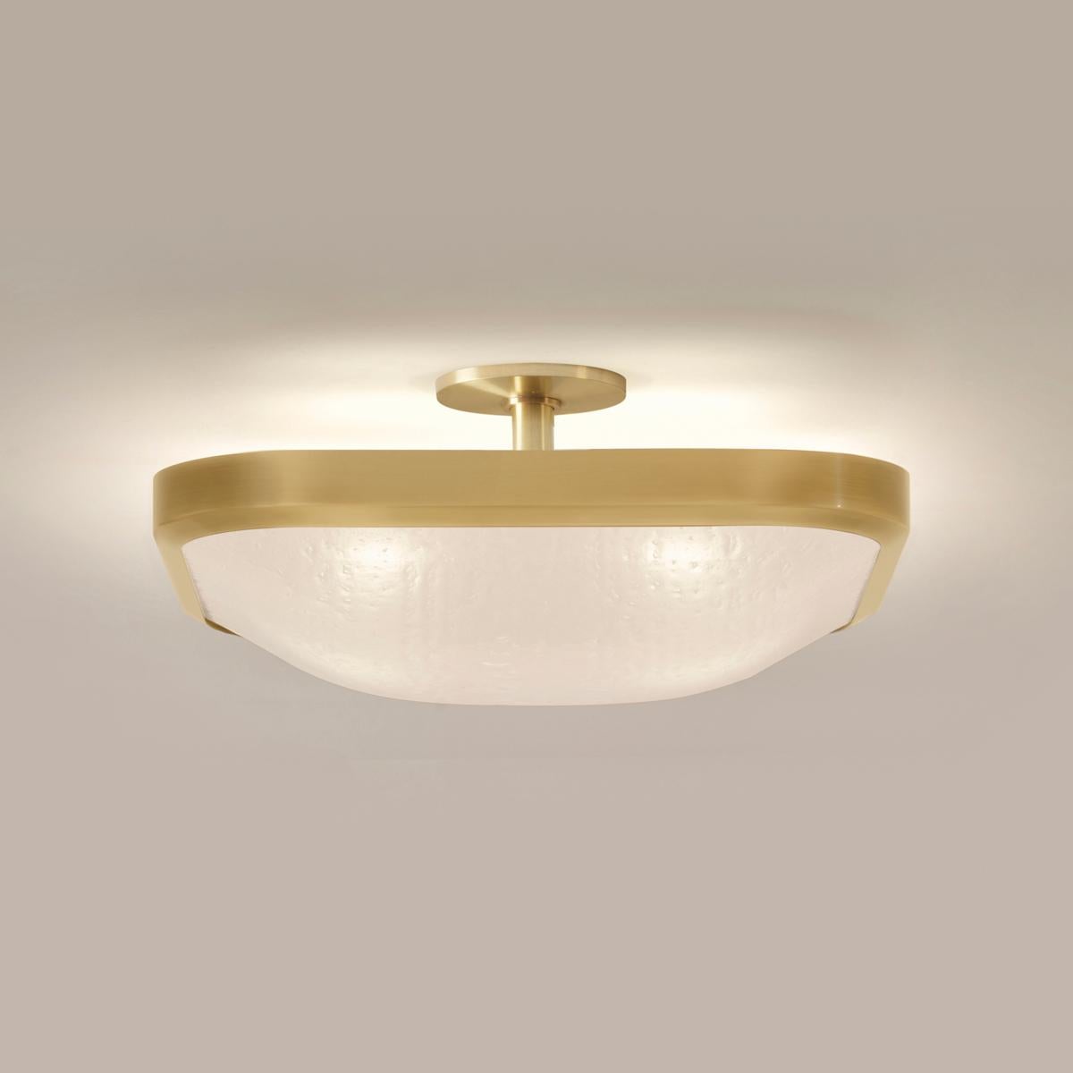 The Uno Square ceiling light exemplifies simple elegance via its clean profile designed around a single Murano glass shade.

Shown in the primary images in satin brass-subsequent pictures show the fixture in other featured finishes.

Starting at $