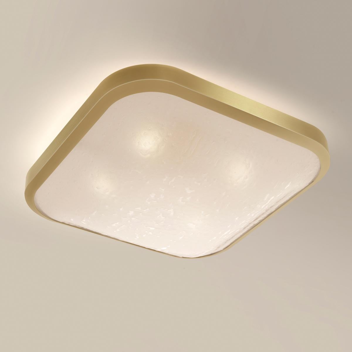 Modern Uno Square Ceiling Light by Gaspare Asaro-Satin Brass Finish For Sale