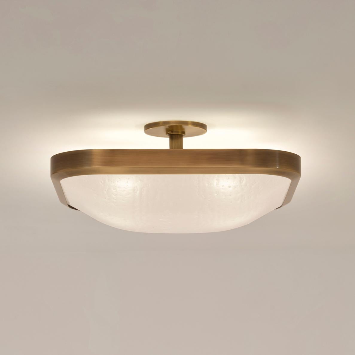 Italian Uno Square Ceiling Light by Gaspare Asaro-Satin Brass Finish For Sale