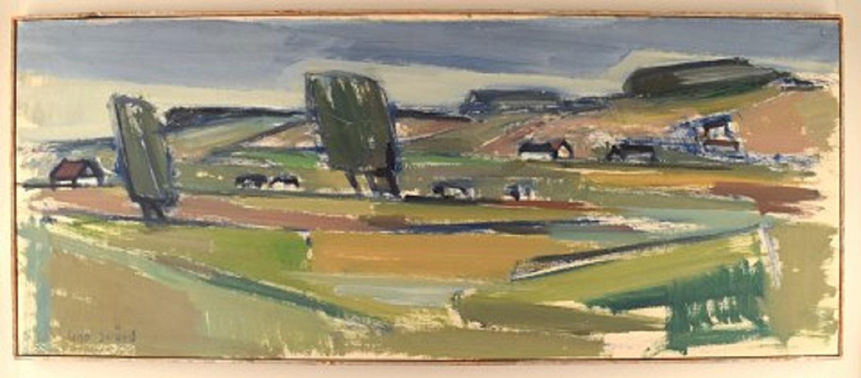 Uno Svärd (1924-2002), Sweden. Oil on canvas. Modernist landscape, 1960s-1970s.
The canvas measures: 98 x 40 cm.
The frame measures: 0.5 cm.
In excellent condition.
Signed.
