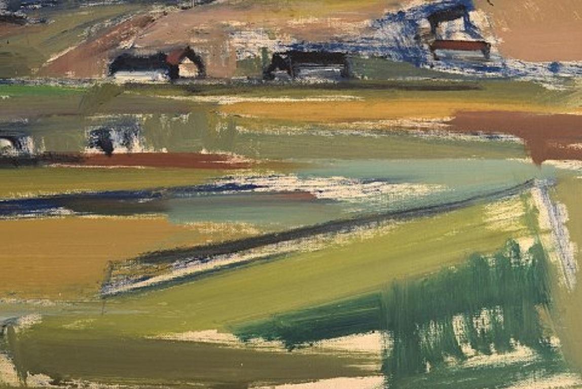 Uno Svrd, Suède, huile sur toile, paysage moderniste, années 1960-1970 Excellent état - En vente à Copenhagen, DK