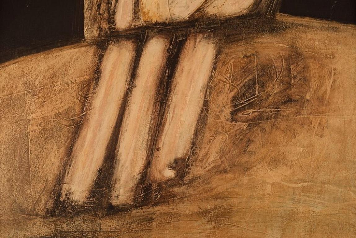 Swedish Uno Svensson Sweden, Oil on Board, Abstract Composition, Mid-20th C For Sale