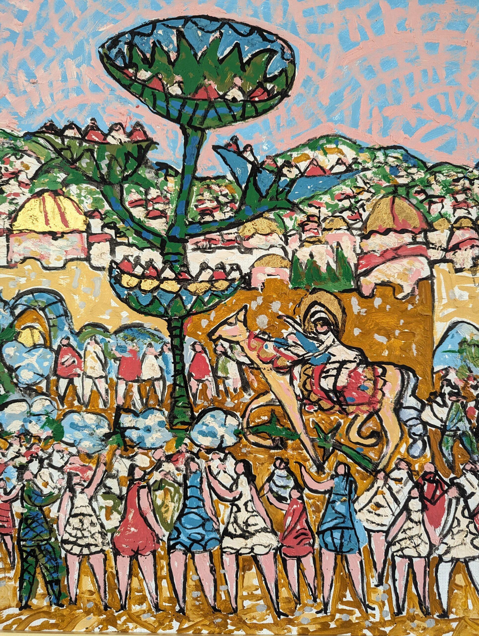 Vintage Mid-Century Expressionist Figurative Oil Painting - Desert Land 9