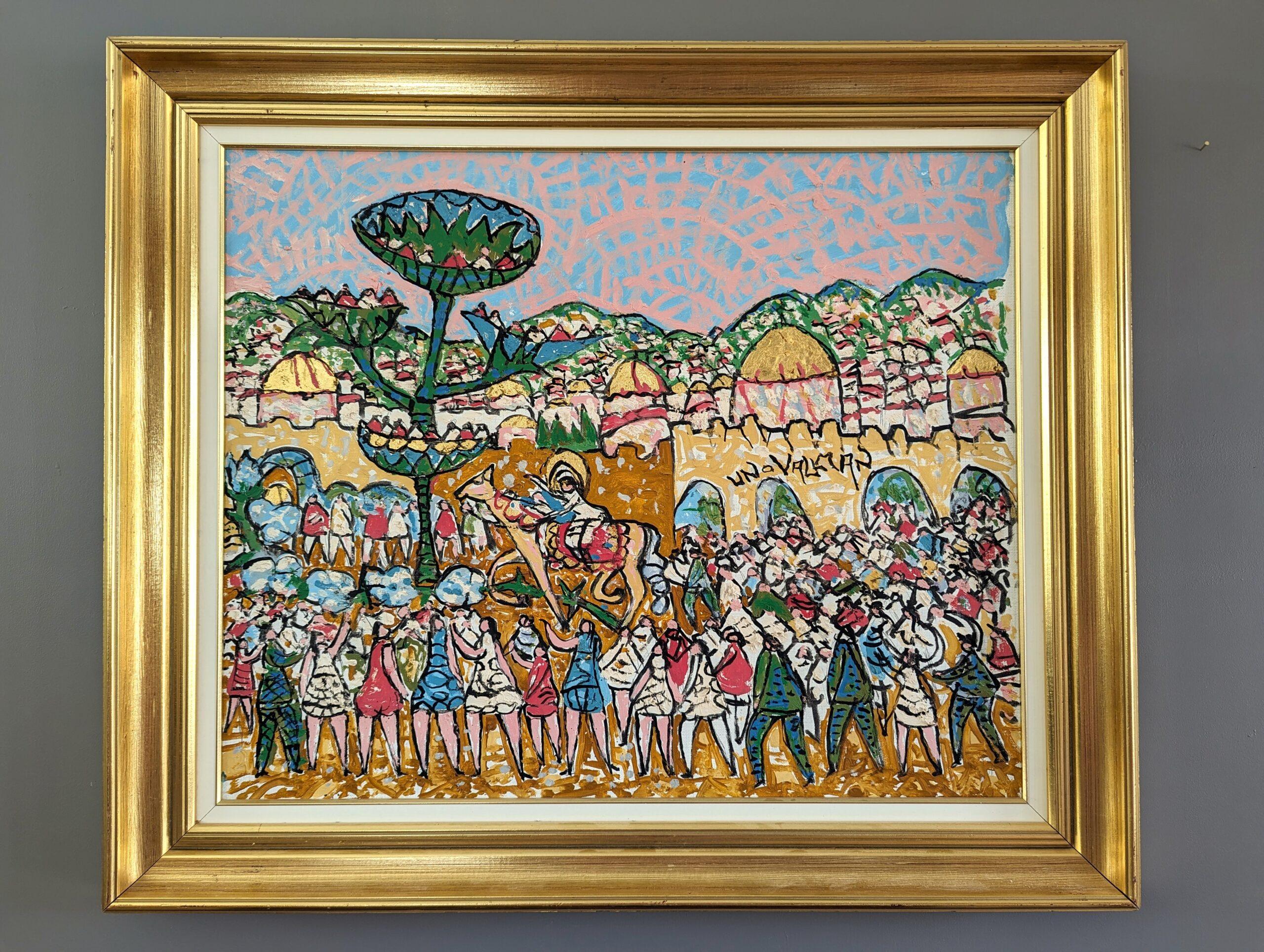 Vintage Mid-Century Expressionist Figurative Oil Painting - Desert Land 1