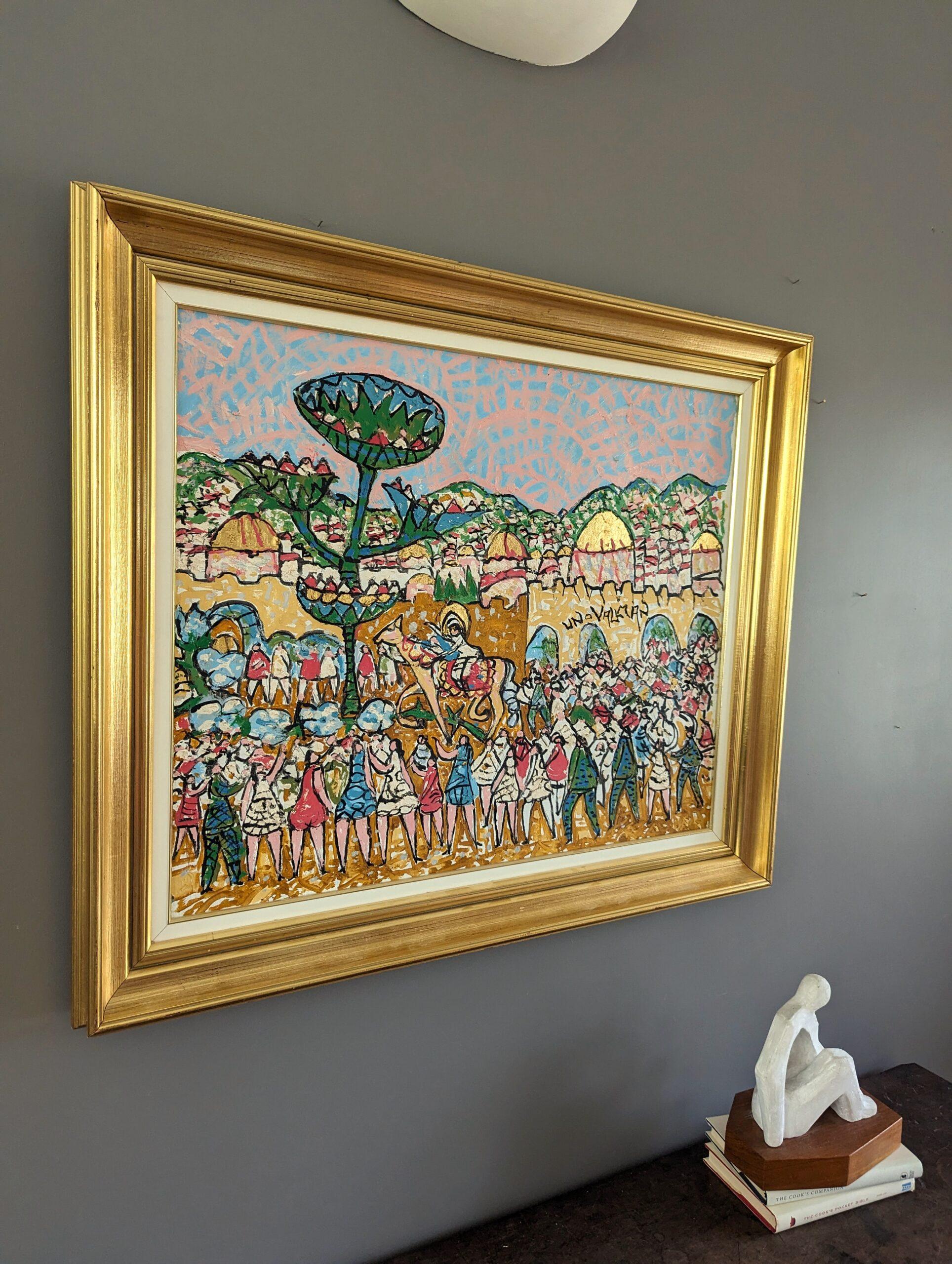 Vintage Mid-Century Expressionist Figurative Oil Painting - Desert Land 2