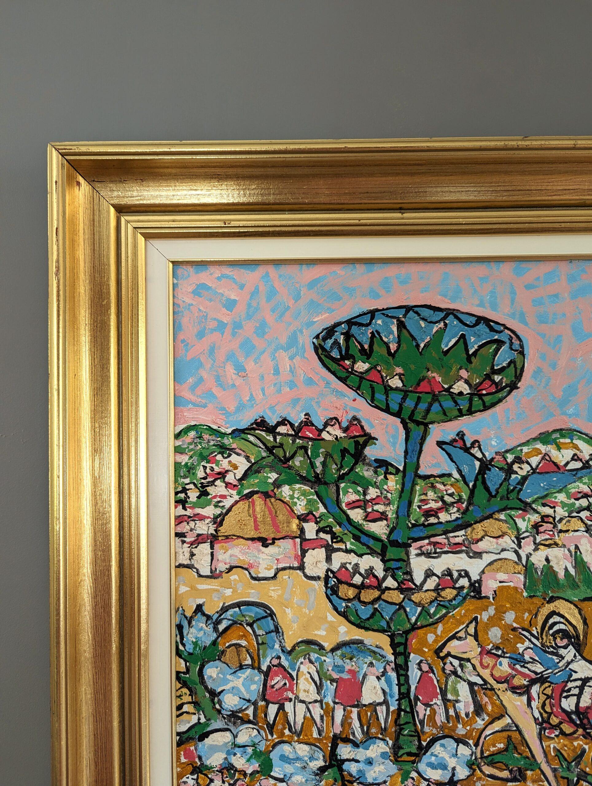 Vintage Mid-Century Expressionist Figurative Oil Painting - Desert Land 4