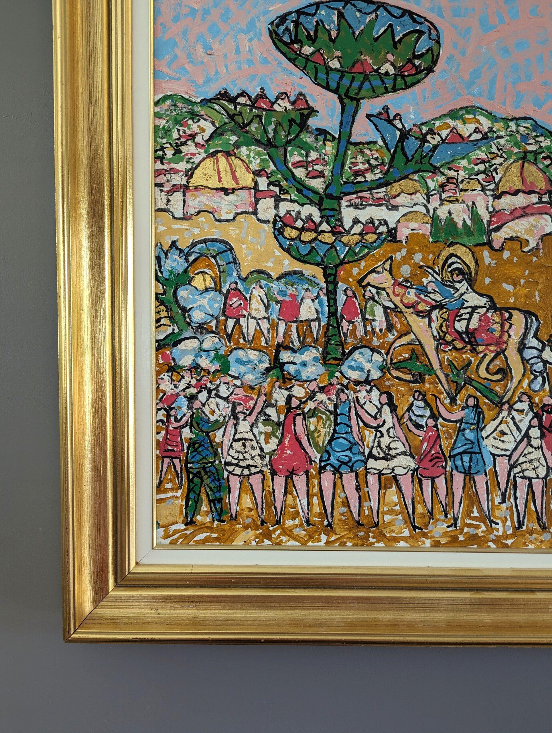Vintage Mid-Century Expressionist Figurative Oil Painting - Desert Land 7
