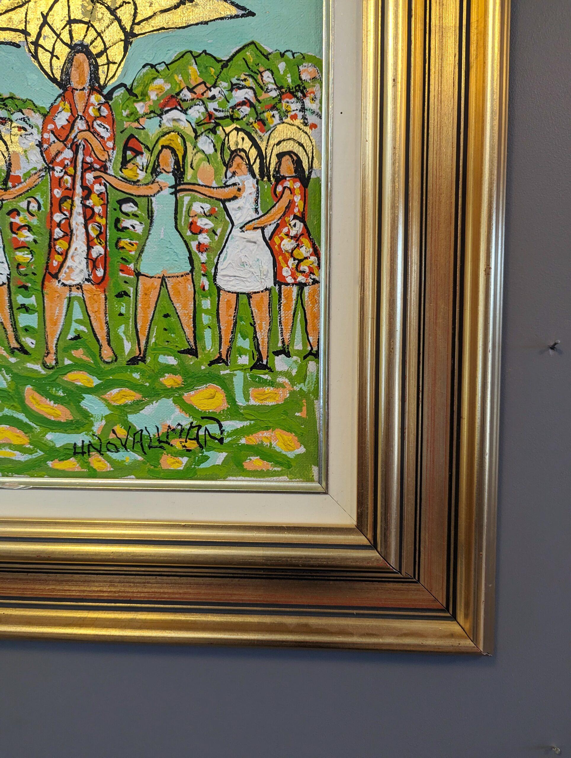 Vintage Mid-Century Expressionist Figurative Swedish Oil Painting - Garden Dance For Sale 3