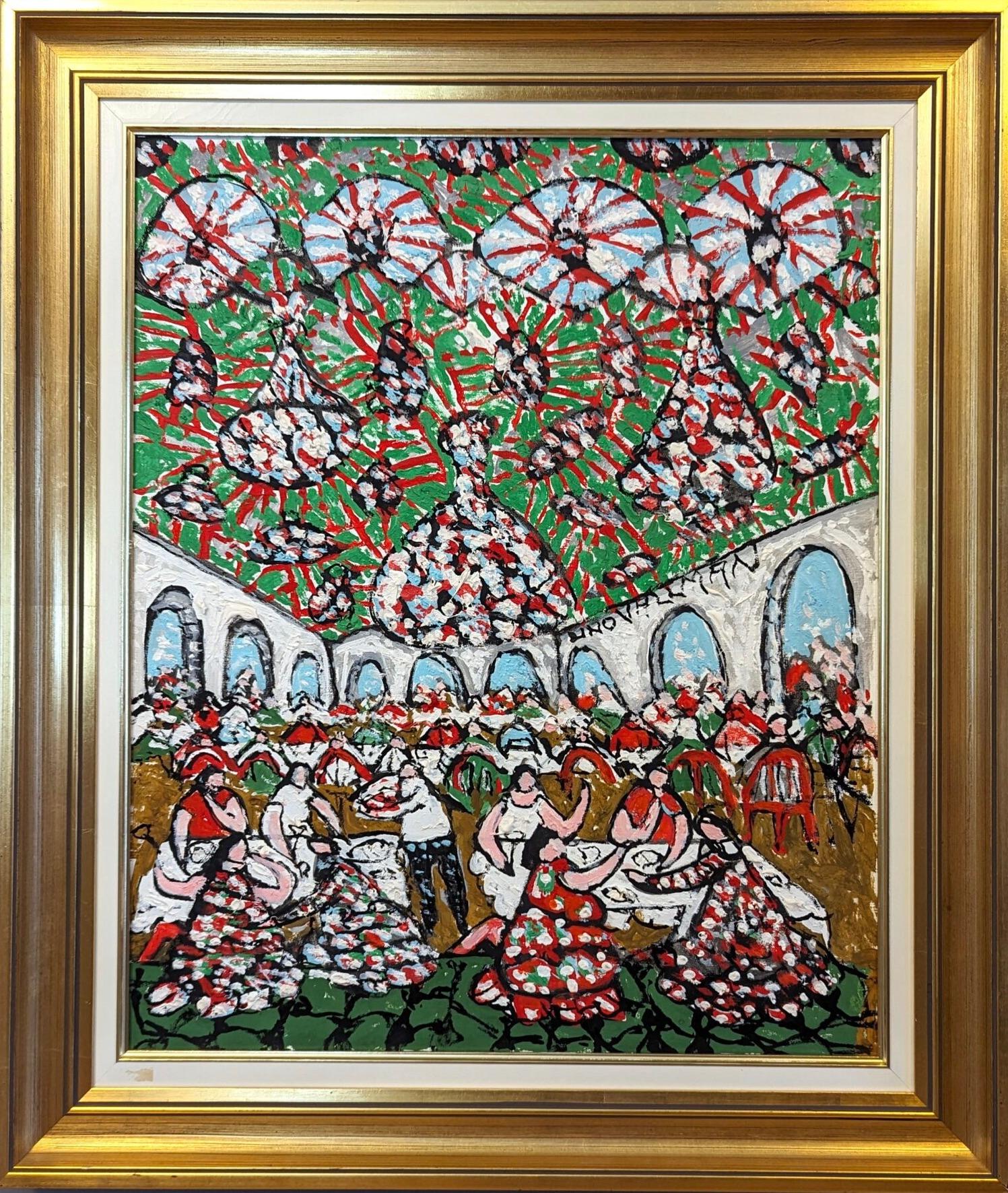 THE BANQUET
Size: 76 x 64.5 cm (including frame)
Oil on Canvas

A very lively and playful mid-century composition in oil, painted by Swedish artist Uno Vallman (1913-2004) whose works are included in the Swedish National Museum and The Swedish