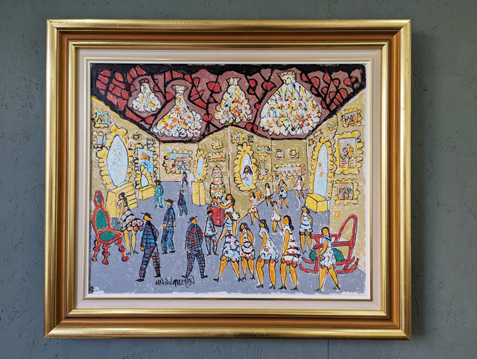 THE GALLERIES
Size: 61 x 70 cm (including frame)
Oil on canvas

A very lively and playful mid century composition in oil, painted by Swedish artist Uno Vallman (born 1913) whose works are included in the Swedish National Museum and The Swedish
