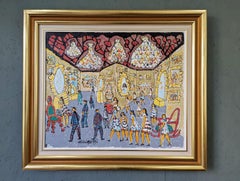 Vintage Mid-Century Interior Setting Oil Painting by Uno Vallman - The Galleries