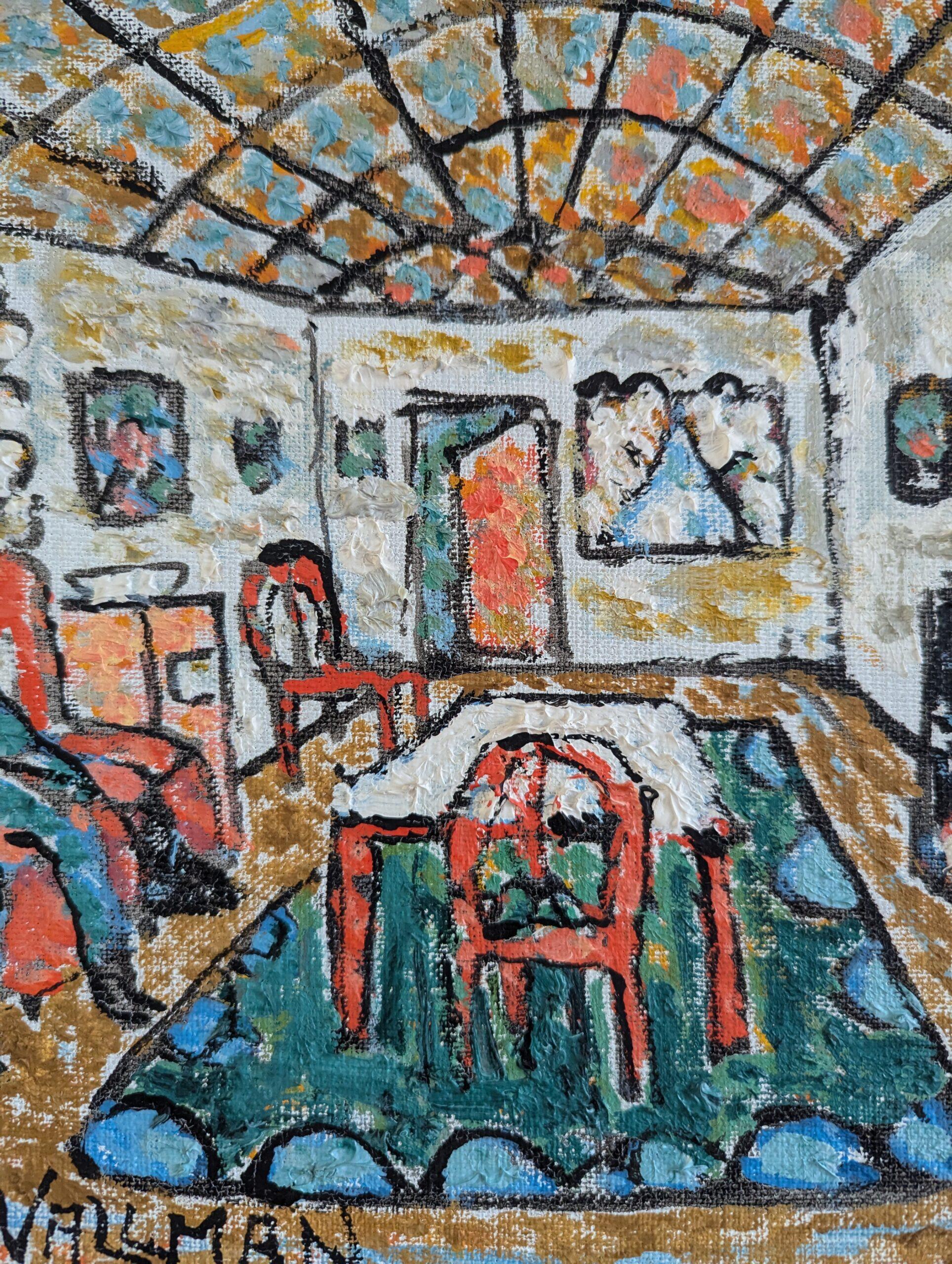 Vintage Mid-Century Modern Swedish Expressionist Oil Painting - Cosy Interior For Sale 7