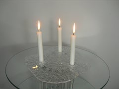 Uno Westerberg Crystal Glass Triple Taper Candle Holder by Pukenberg, 1970s