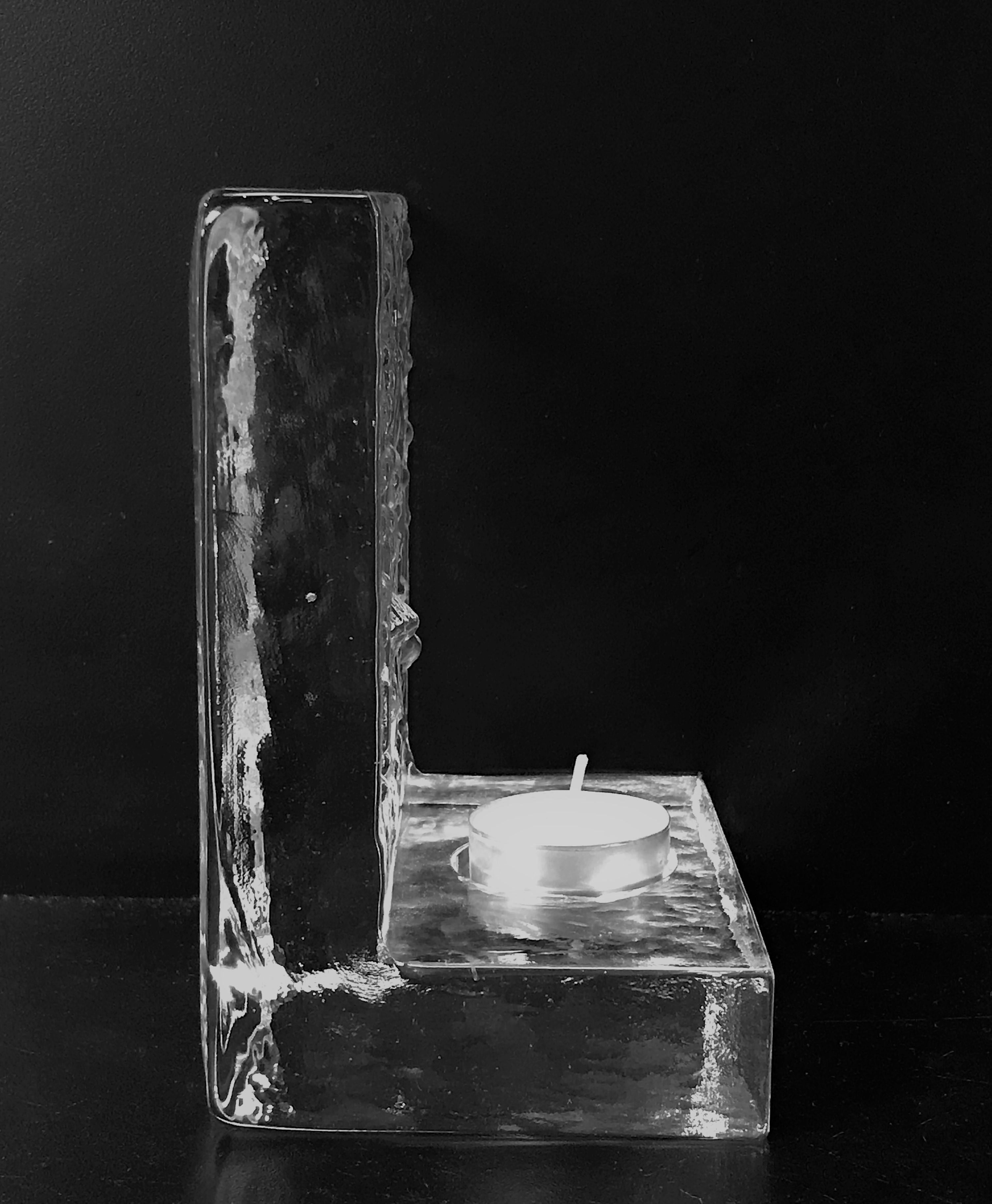 Uno Westerberg Pukeberg Sweden Brutalist Modern Screened Glass Candleholder In Good Condition In Miami, FL