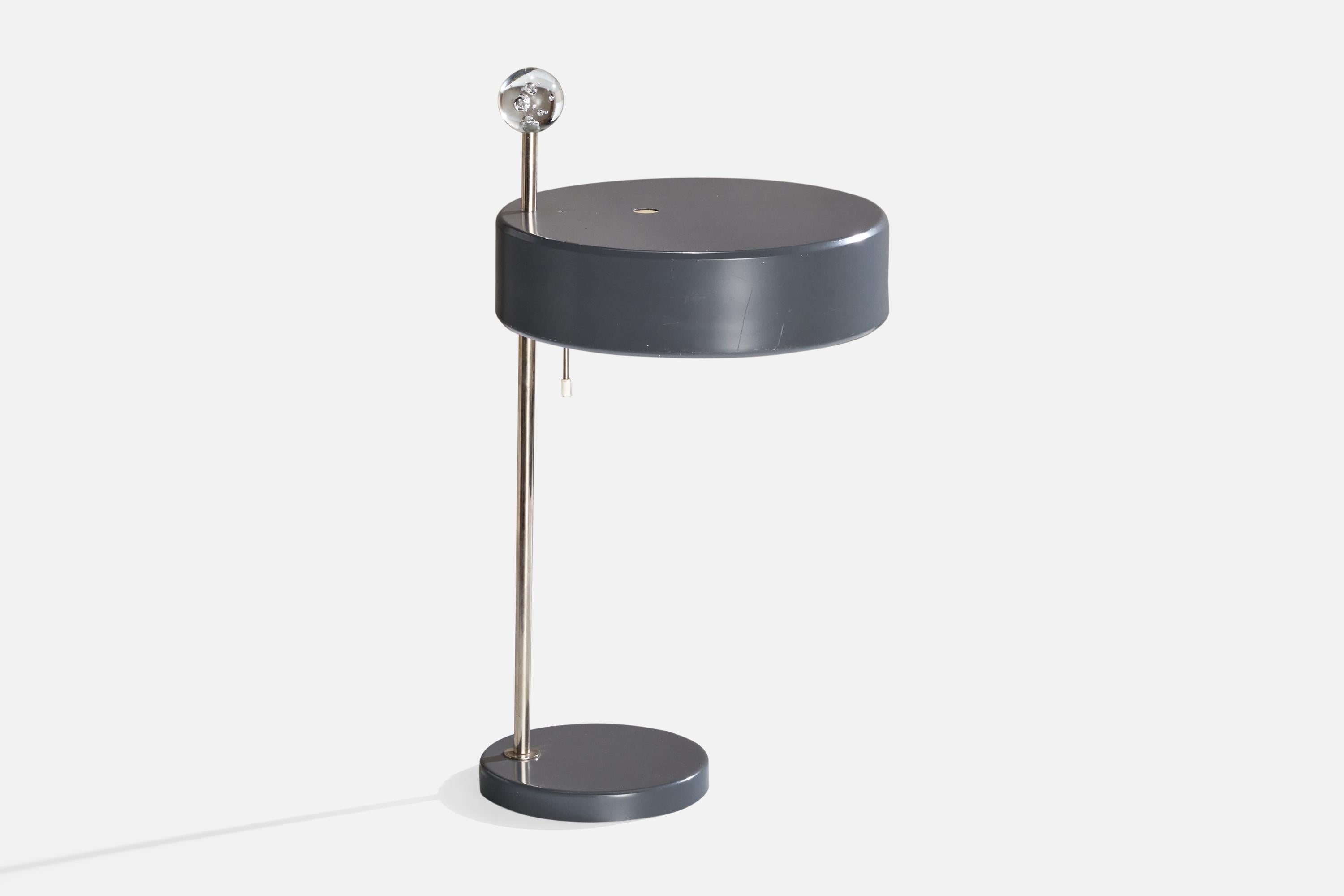 Scandinave moderne Uno Westerberg, lampe de bureau, métal, verre, Suède, années 1960 en vente